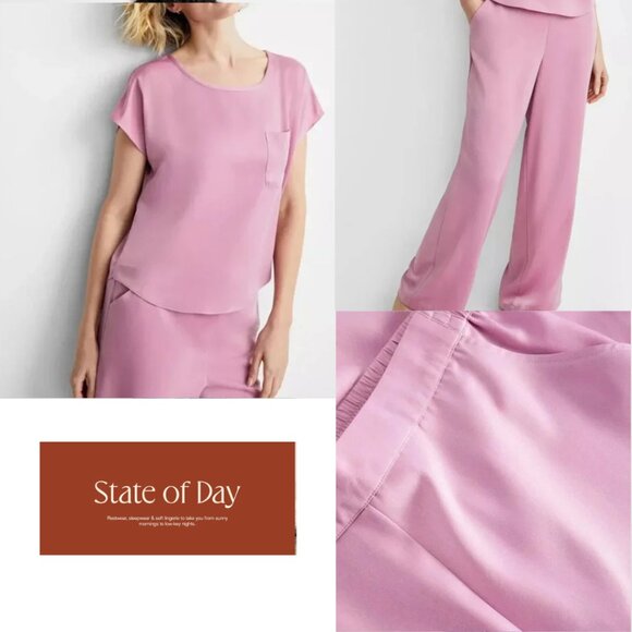 State of Day Other - State of Day 2-Pc. Crepe de Chine Short-Sleeve Pajama Set Mauve NWT